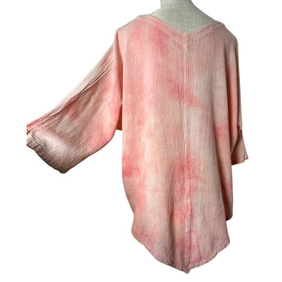 OH MY GAUZE! Lynn Tie Dye Dolman Asymmetric Top Pink Sz 3 US XXL Lagenlook EC - Picture 5 of 16